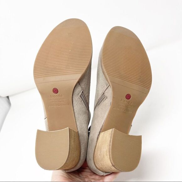 Blondo Taupe Tan Suede Block Stacked Booties 11 - Picture 10 of 10